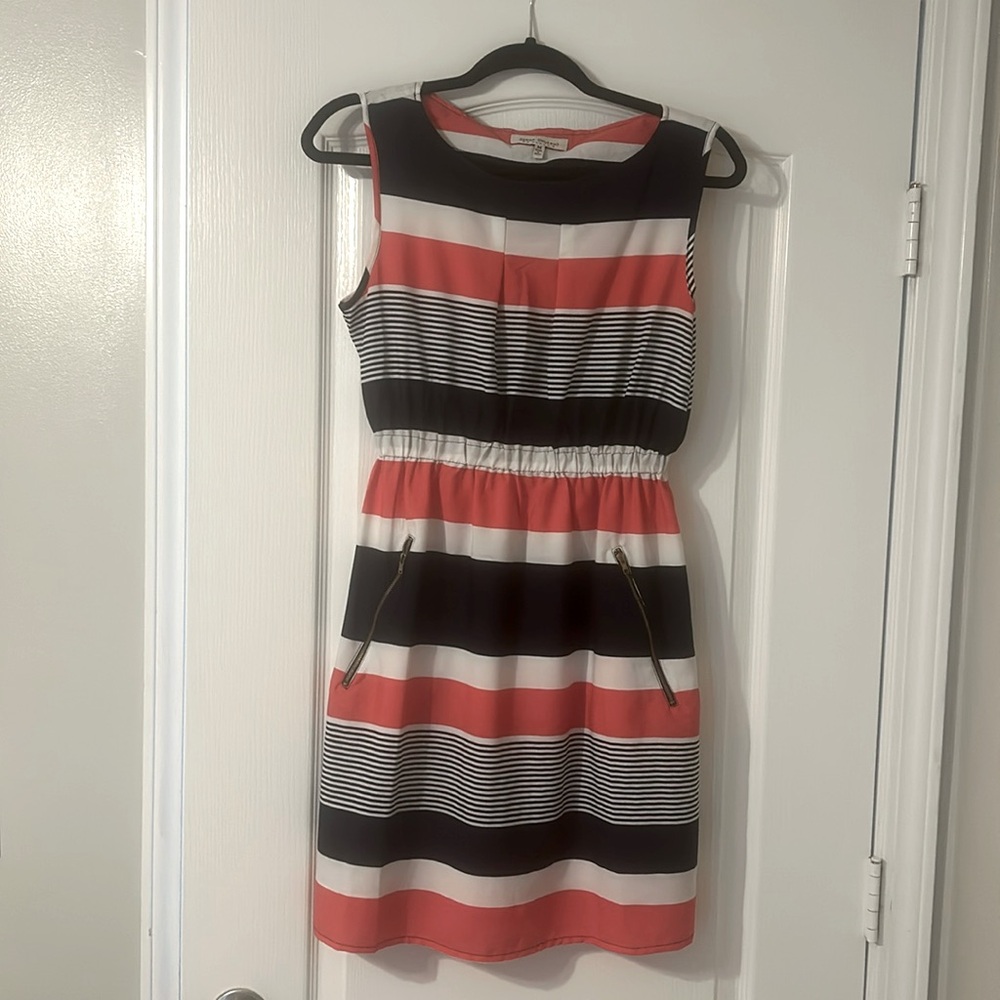 Pink & blue mini dress with pockets